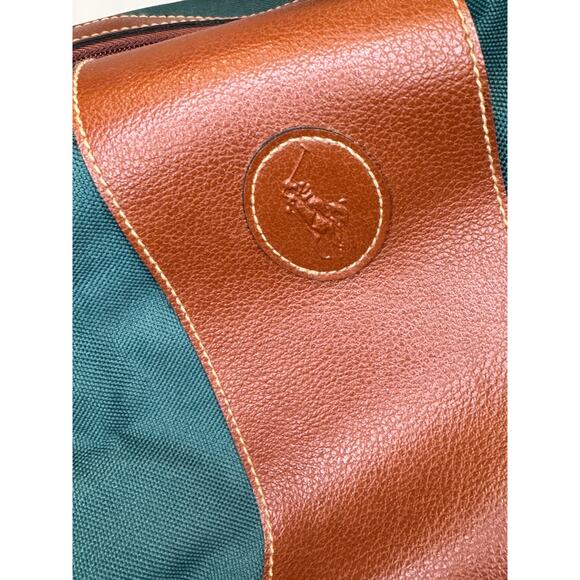 Vintage 90s Hunter Green Brown Leather Ralph Lauren Polo Travel Duffle Bag - Picture 6 of 15